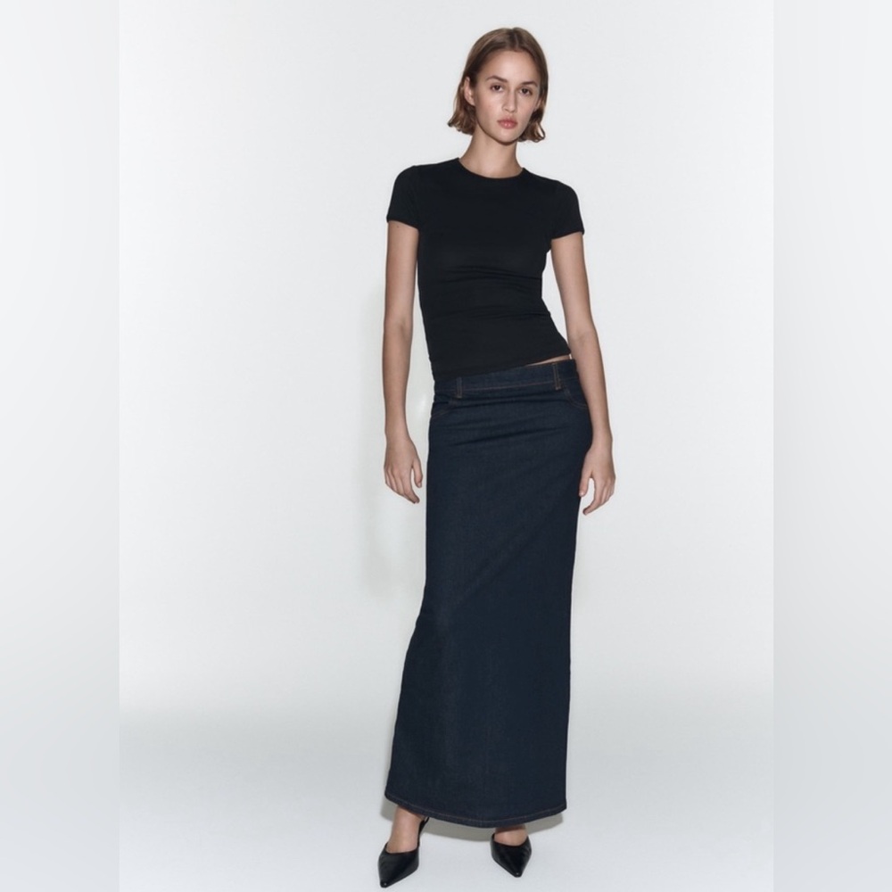NWT Zara The Sculpted Denim Skirt Rinse XS